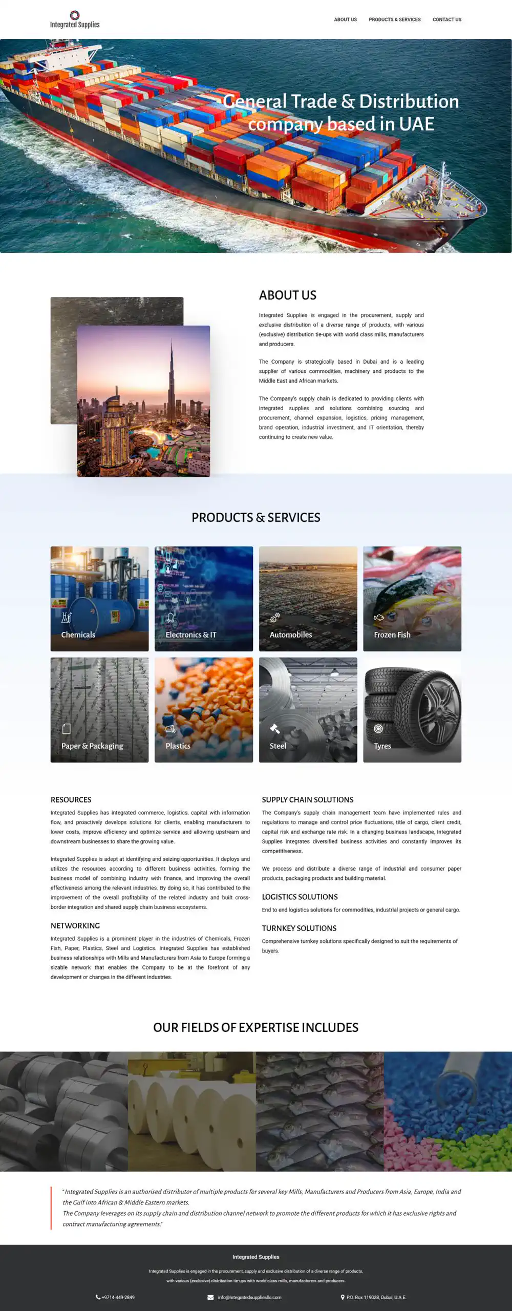 Integrated Supplies LLC website showcase